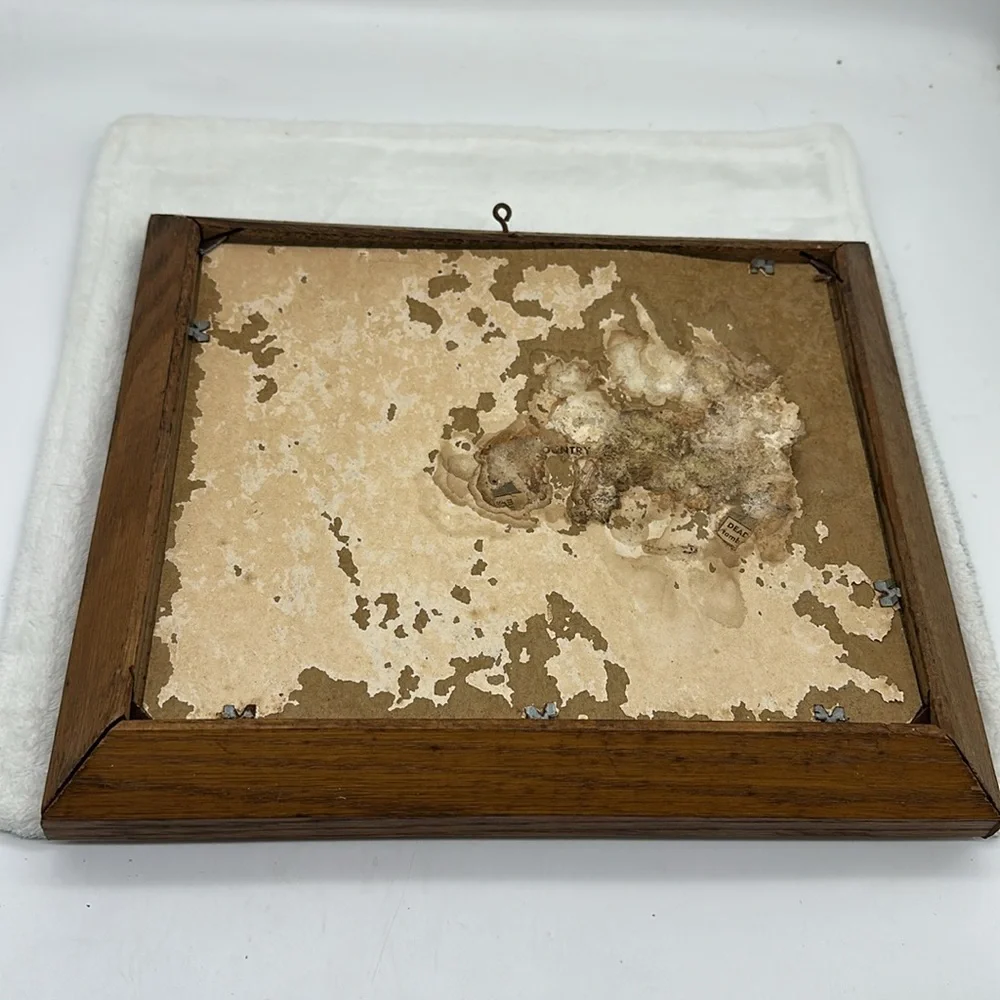 Vintage Original 1950’s Pressboard Print Landscape in Original Wood Frame - Picture 4 of 10